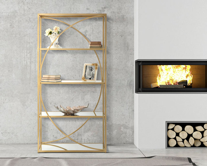 Gold Metall Buecherregal Glamy Moderne Vitrine