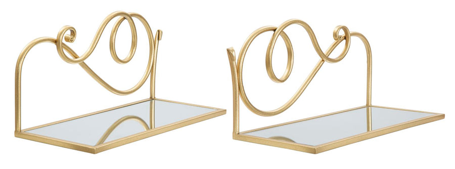 Goldene Wandregale aus Metall und Glas