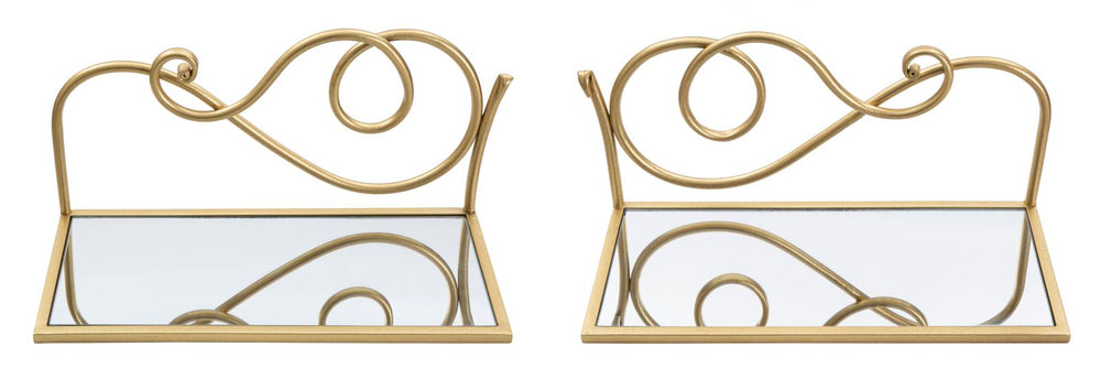 Goldene Wandregale aus Metall und Glas