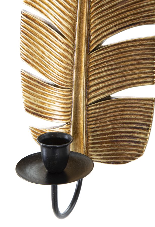 Kerzenhalter aus Metall in Form eines Palmenblattes