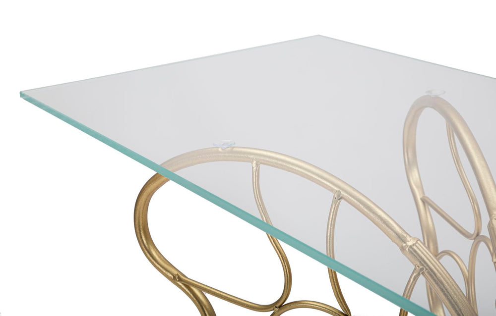 Schmetterling Goldener Konsolentisch aus Metall und Glas