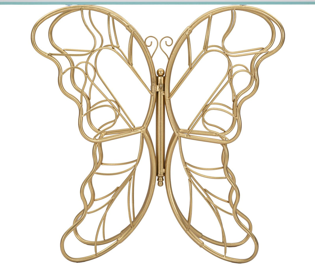Schmetterling Goldener Konsolentisch aus Metall und Glas