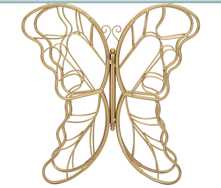 Schmetterling Goldener Konsolentisch aus Metall und Glas