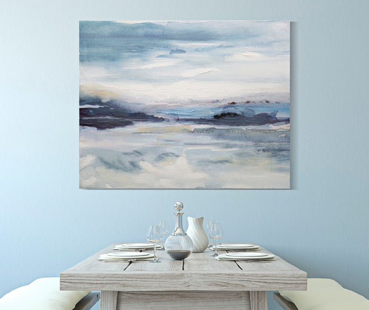 Abstrakte Blaue Graue Landschaft Gemälde