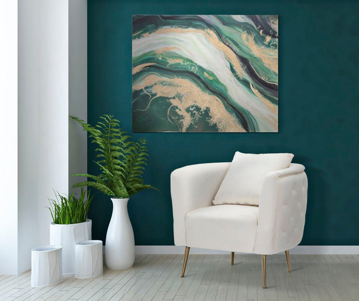 Grün & Gold Marmor Wandbild (Wanddekoration)