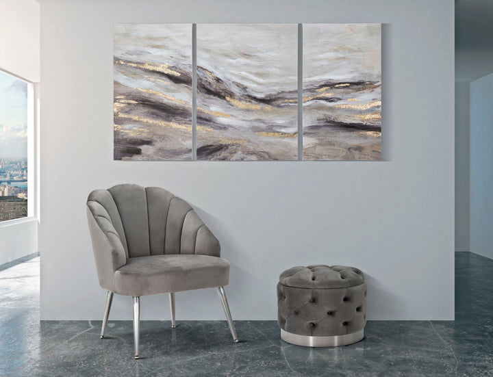 Fototapete aus Gold und grauem Marmor 3er Set