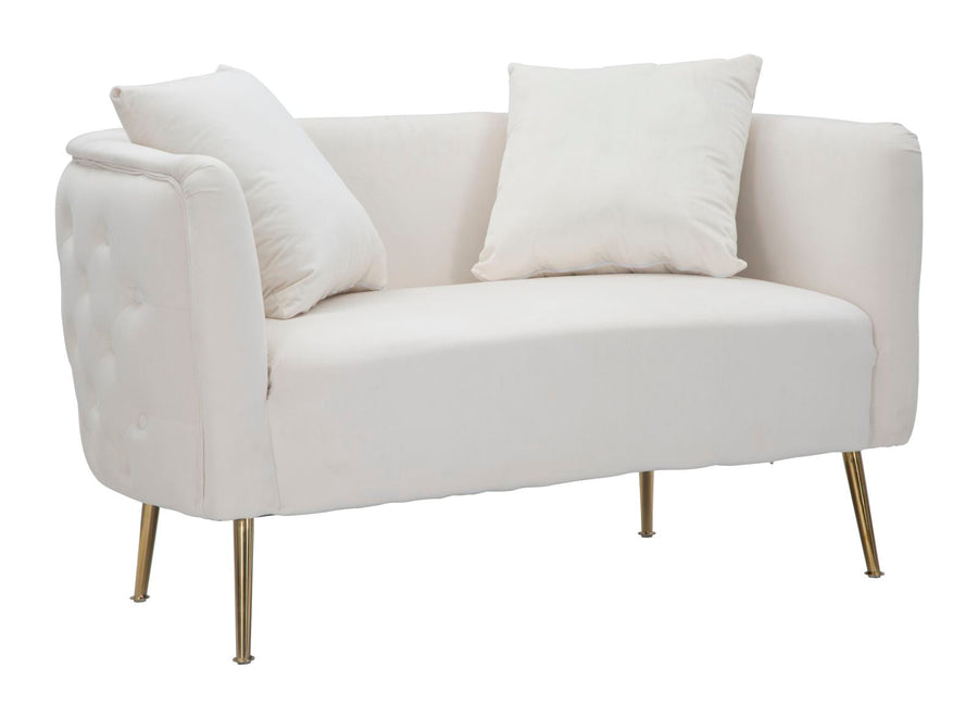 Creme Samt Sofa Bucarest Mit Armlehnen Polster Couch