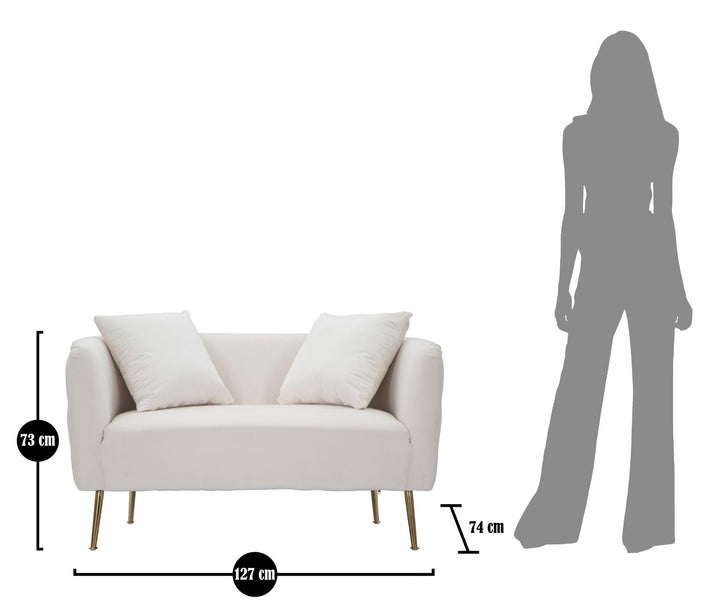 Creme Samt Sofa Bucarest Mit Armlehnen Polster Couch