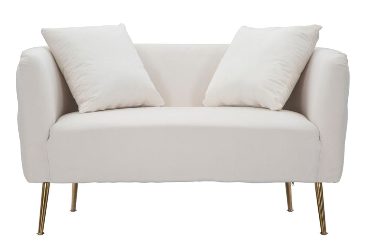 Creme Samt Sofa Bucarest Mit Armlehnen Polster Couch