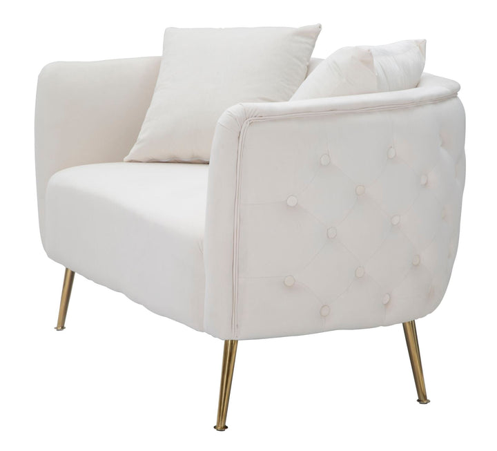 Creme Samt Sofa Bucarest Mit Armlehnen Polster Couch