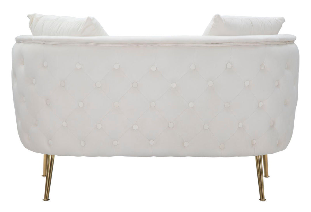 Creme Samt Sofa Bucarest Mit Armlehnen Polster Couch
