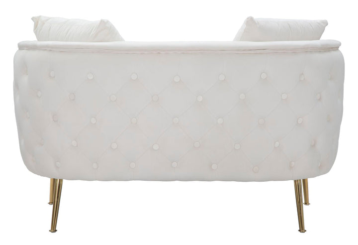 Creme Samt Sofa Bucarest Mit Armlehnen Polster Couch