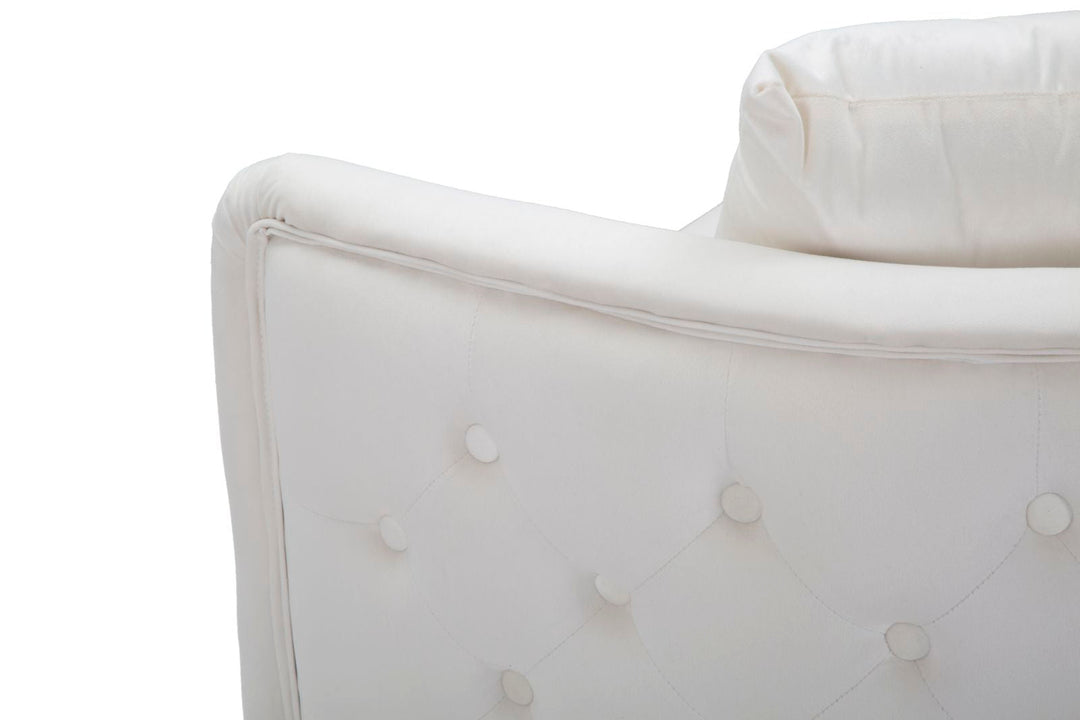 Creme Samt Sofa Bucarest Mit Armlehnen Polster Couch