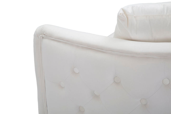 Creme Samt Sofa Bucarest Mit Armlehnen Polster Couch