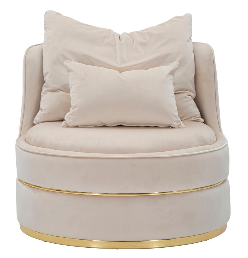 Creme Samt Dreh Sessel Mit Goldbasis Paris Space Akzentstuhl