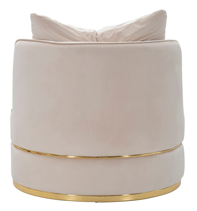 Creme Samt Dreh Sessel Mit Goldbasis Paris Space Akzentstuhl