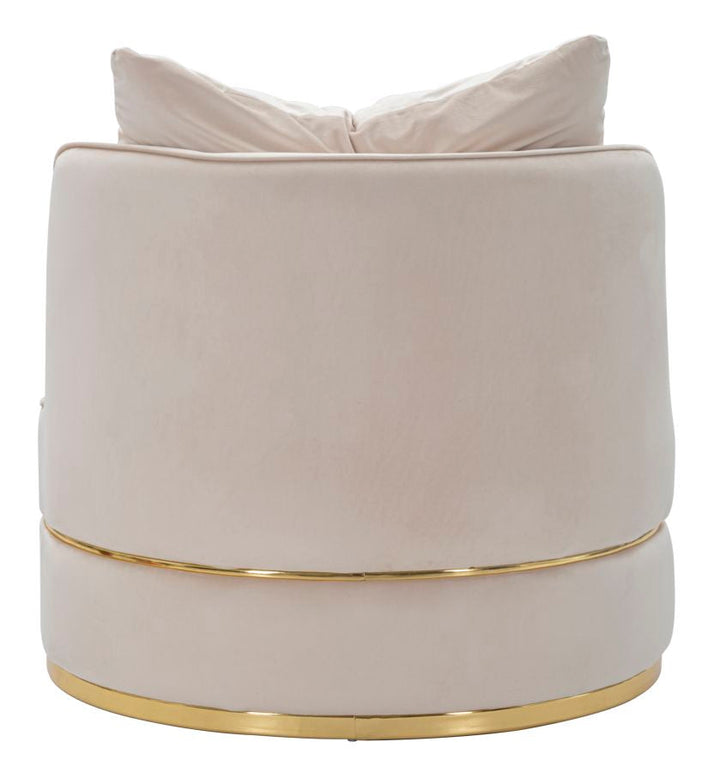 Creme Samt Dreh Sessel Mit Goldbasis Paris Space Akzentstuhl
