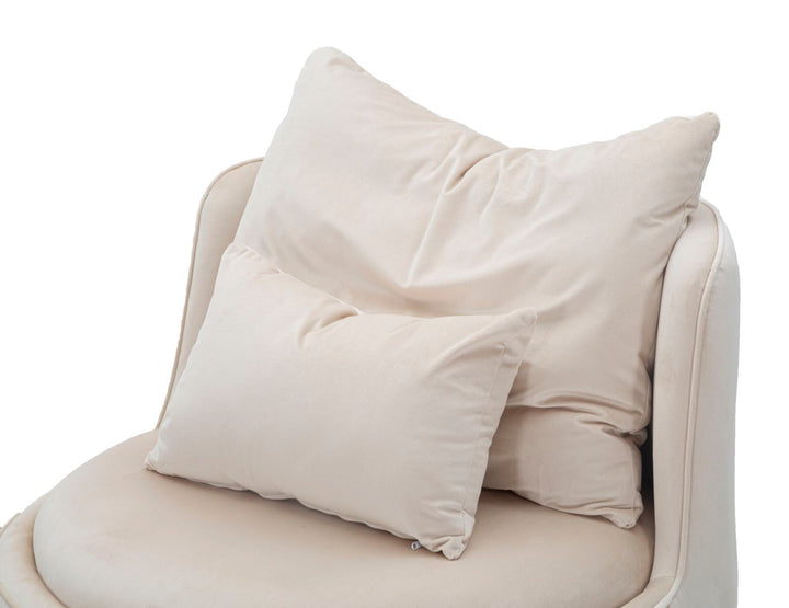 Creme Samt Dreh Sessel Mit Goldbasis Paris Space Akzentstuhl