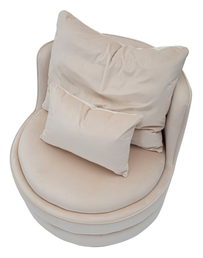 Creme Samt Dreh Sessel Mit Goldbasis Paris Space Akzentstuhl