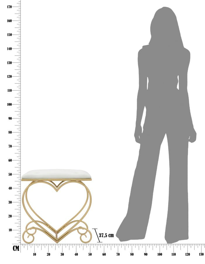 Cremefarbener Sitz mit goldenen Beinen in Herzform