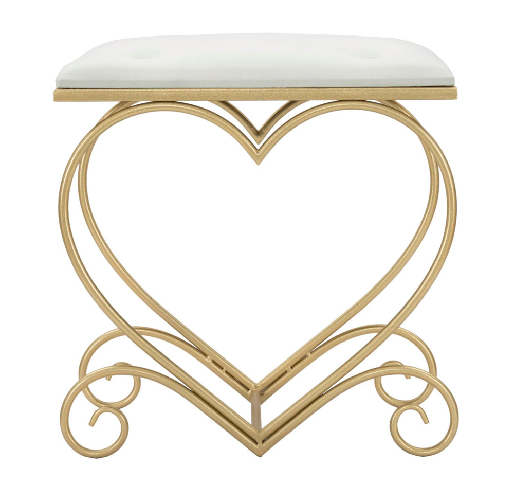 Cremefarbener Sitz mit goldenen Beinen in Herzform