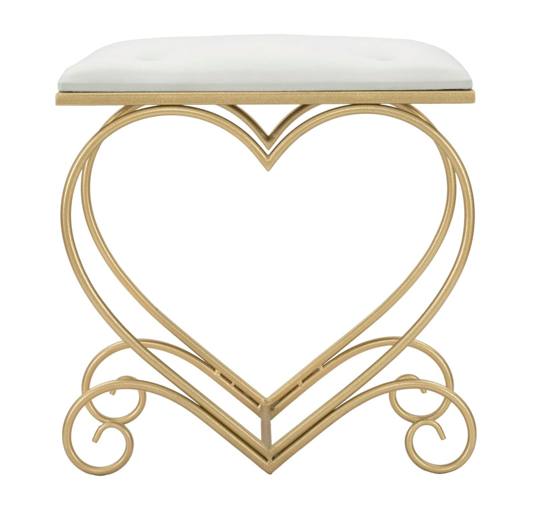 Cremefarbener Sitz mit goldenen Beinen in Herzform