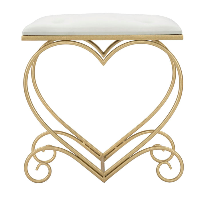 Cremefarbener Sitz mit goldenen Beinen in Herzform