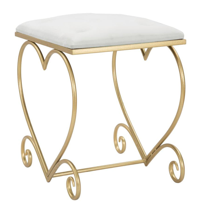 Cremefarbener Sitz mit goldenen Beinen in Herzform