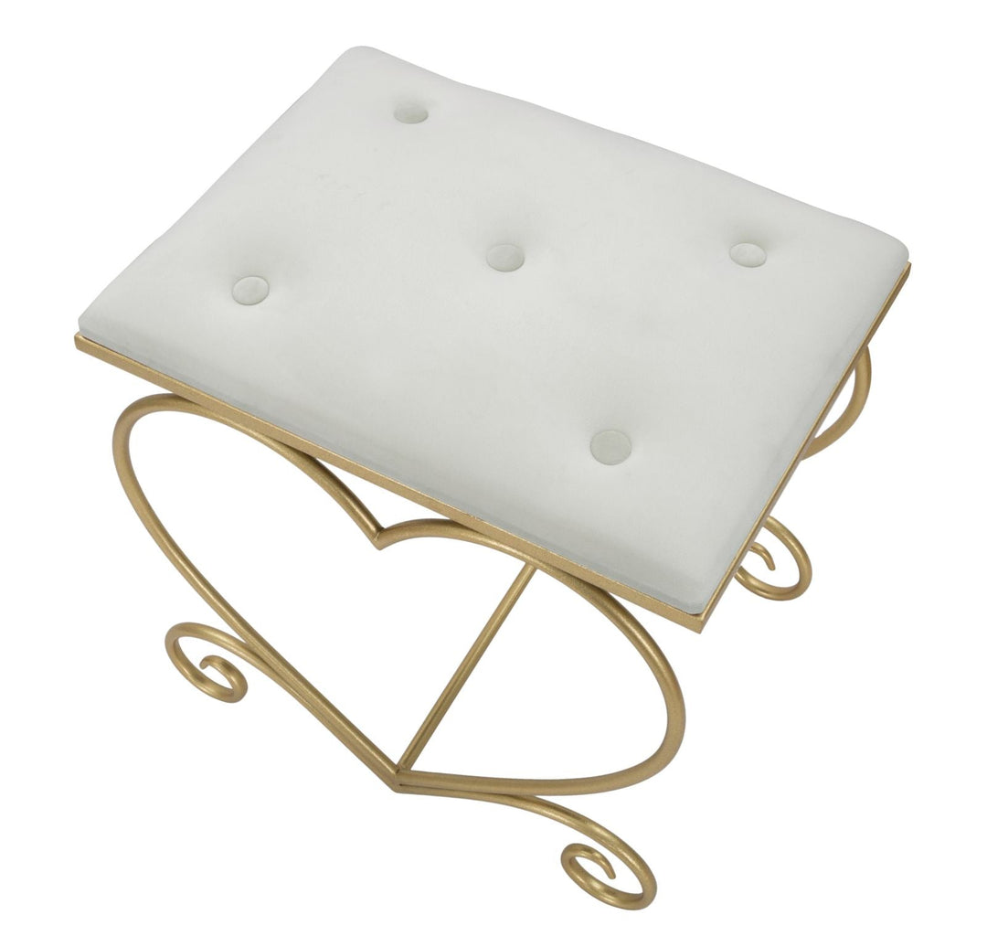 Cremefarbener Sitz mit goldenen Beinen in Herzform