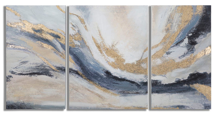 Fototapete aus Gold und grauem Marmor 3er Set
