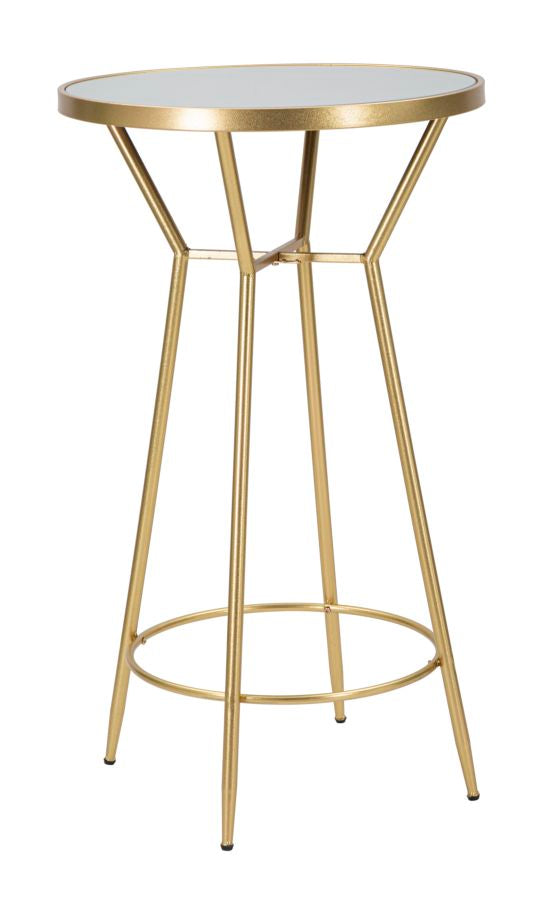 Runder Stehtisch aus Goldmetall und Glas