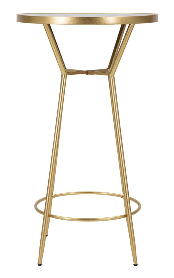 Runder Stehtisch aus Goldmetall und Glas