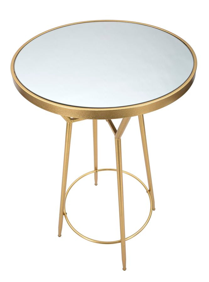 Runder Stehtisch aus Goldmetall und Glas