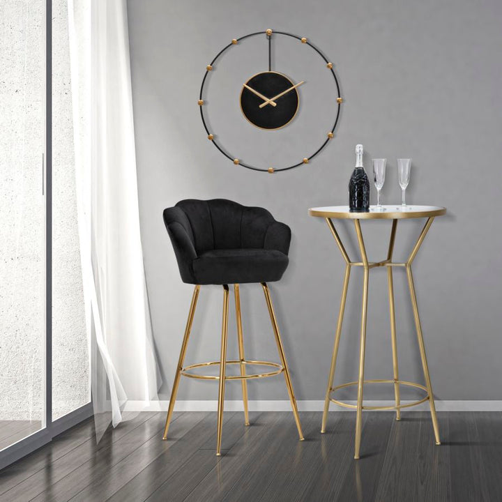 Runder Stehtisch aus Goldmetall und Glas