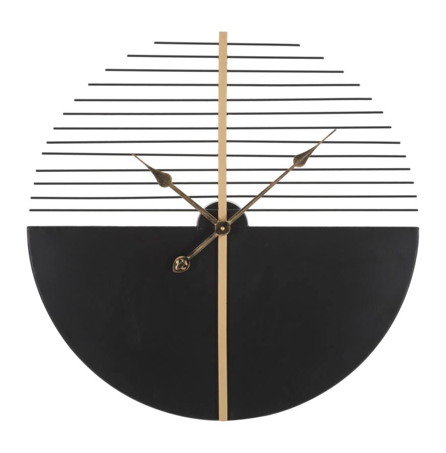 Schwarze und weiße moderne Wanduhr mit geometrischem Muster