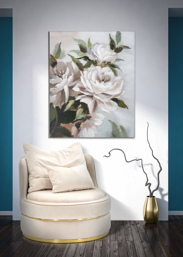 Weiße florale Wandmalerei