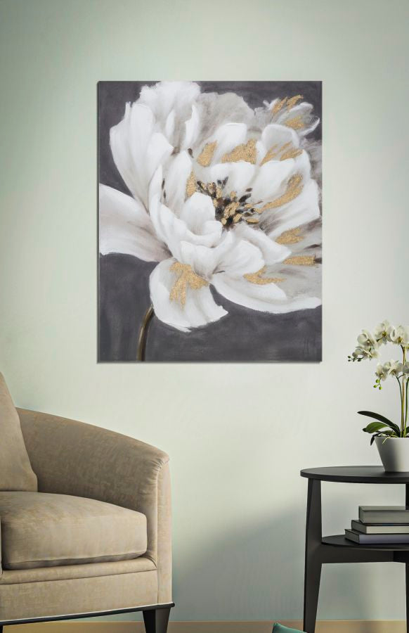 Weiße florale Wandmalerei