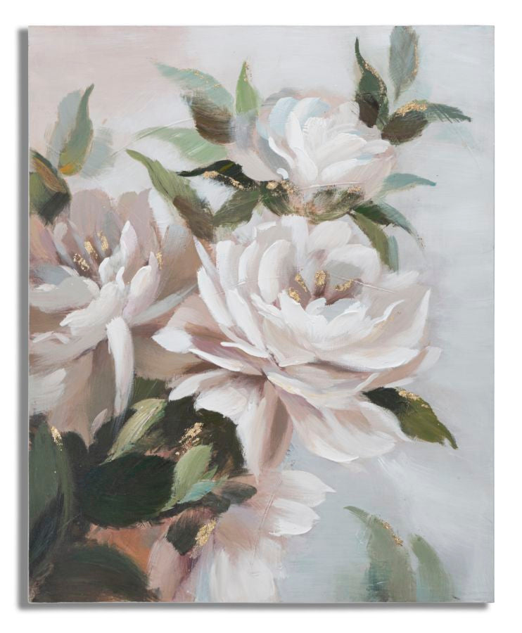 Weiße florale Wandmalerei