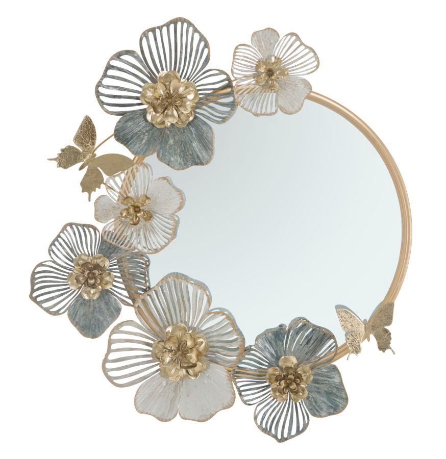 Metall Floral Runder Wandspiegel