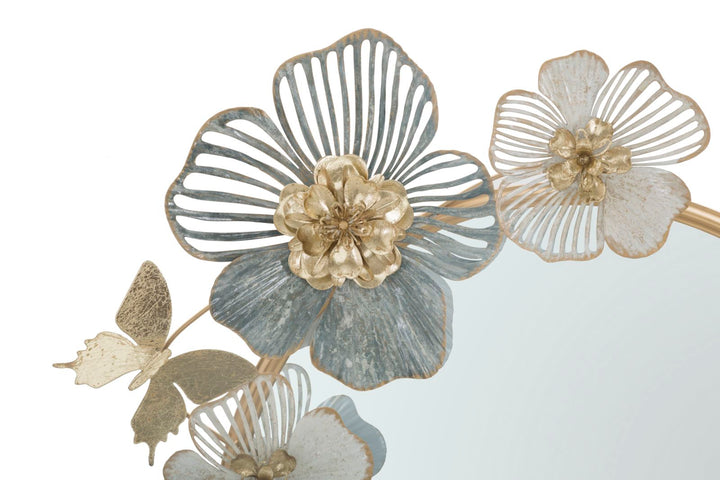 Metall Floral Runder Wandspiegel