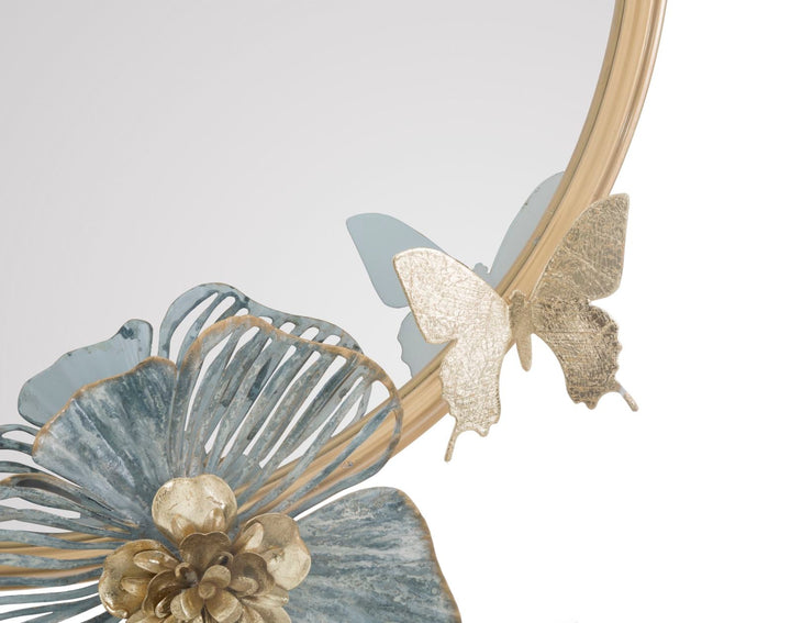 Metall Floral Runder Wandspiegel