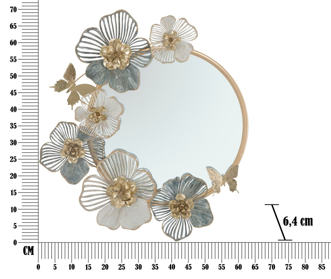 Metall Floral Runder Wandspiegel
