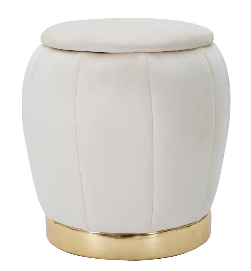 Weiß-goldener Aufbewahrungs-Pouf