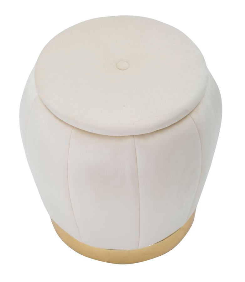 Weiß-goldener Aufbewahrungs-Pouf