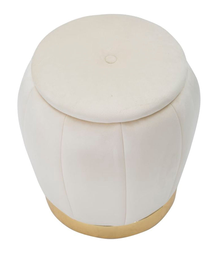 Weiß-goldener Aufbewahrungs-Pouf