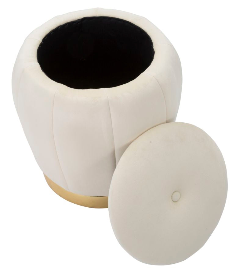 Weiß-goldener Aufbewahrungs-Pouf