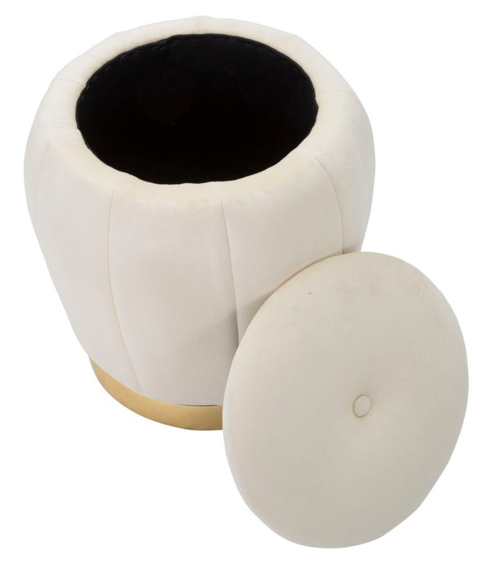 Weiß-goldener Aufbewahrungs-Pouf