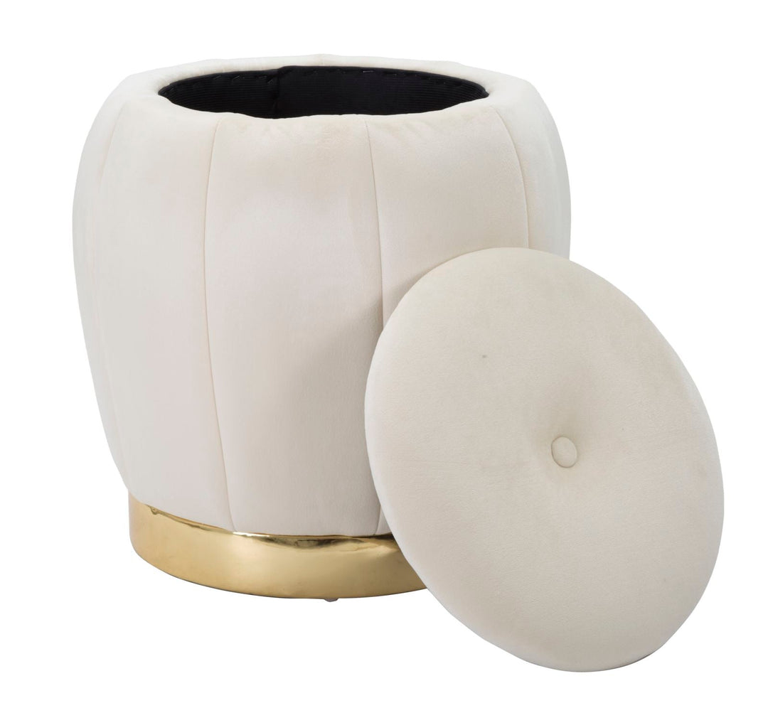 Weiß-goldener Aufbewahrungs-Pouf