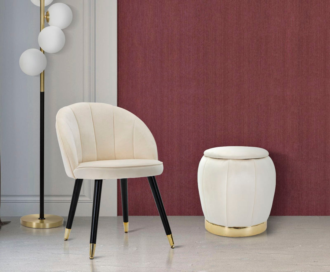 Weiß-goldener Aufbewahrungs-Pouf