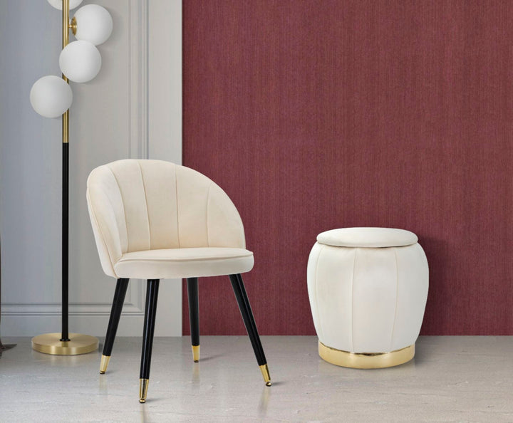 Weiß-goldener Aufbewahrungs-Pouf